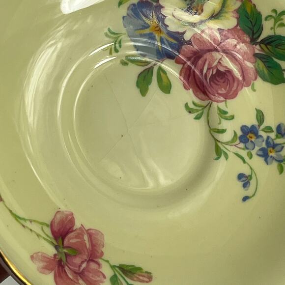 Paragon CS298 Double Warrant Cabbage Rose Mint Green Tea Cup Saucer Set England - Picture 6 of 6